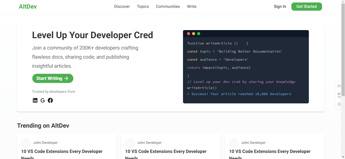 Screenshot of ALTDEV